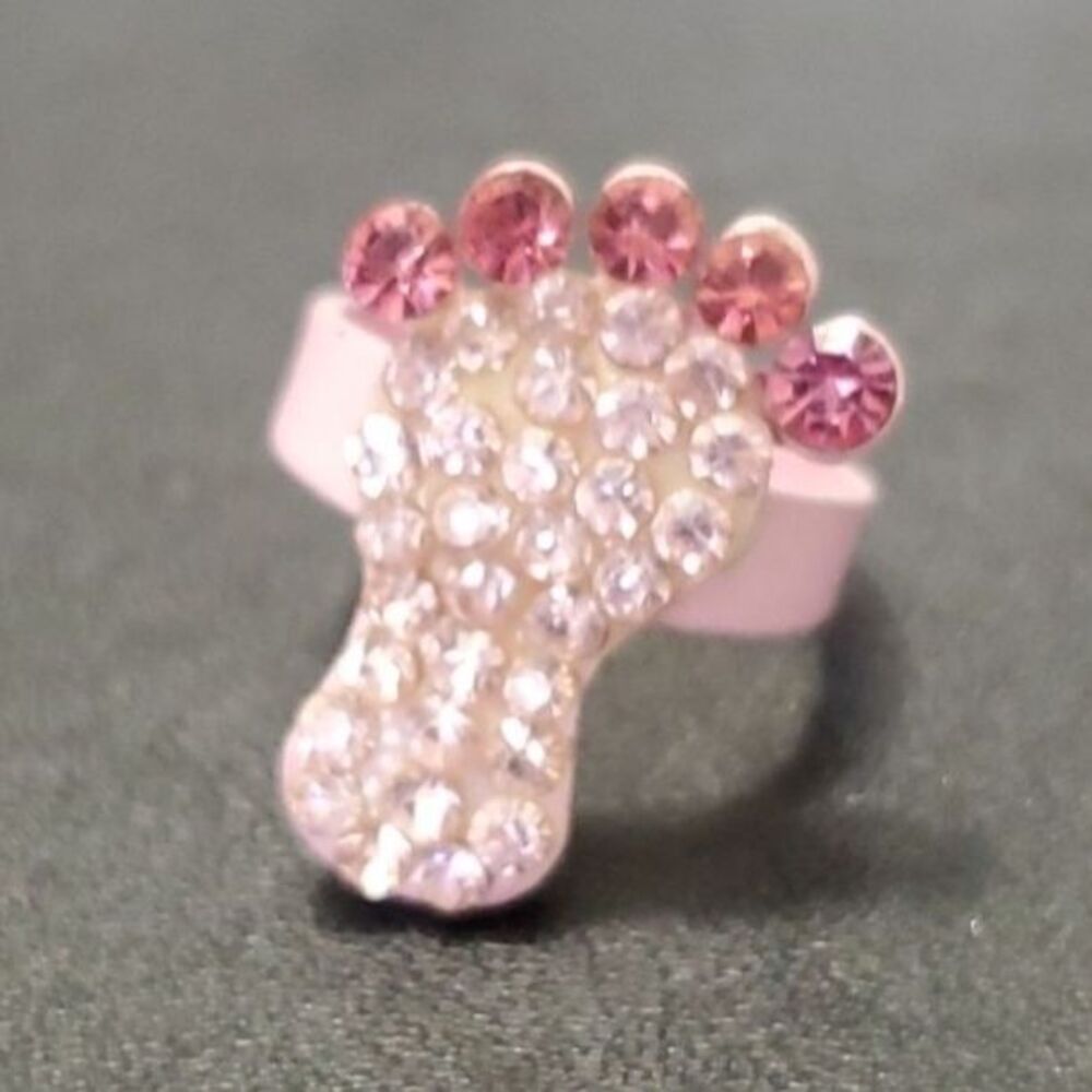 Pink rhinestone adjustable footprint ring foot